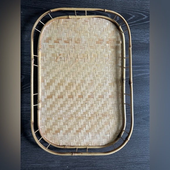 Other - Vintage woven bamboo serving tray